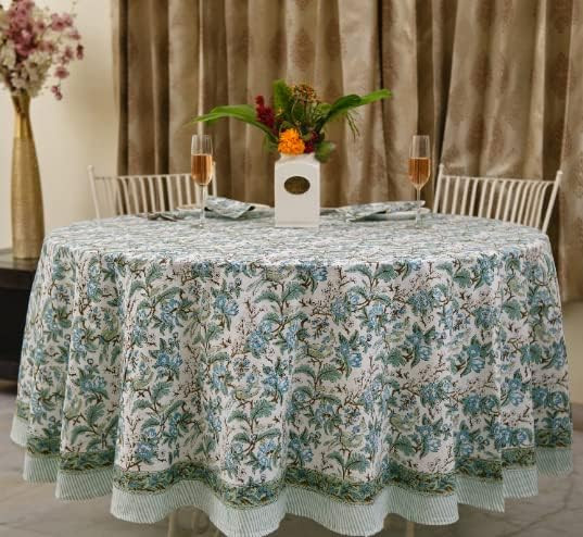 Ridhi Sage and Russian Green 100% Cotton Spring Summer Round Tablecloth, Block Print Table Cloth ... | Amazon (US)
