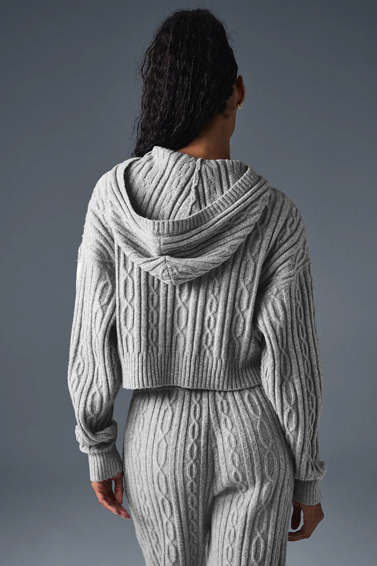 Cable Knit Winter Bliss Hoodie - Athletic Heather Grey | Alo Yoga (US)