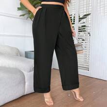 Womens Plus Size Solid Color Pants With Pockets | SHEIN