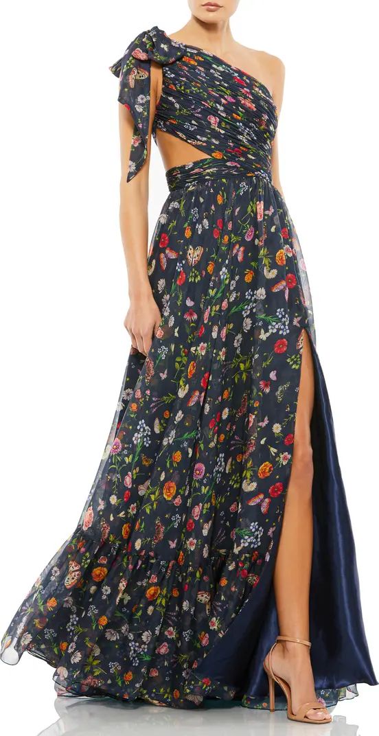 Cutout One-Shoulder Chiffon Gown | Nordstrom