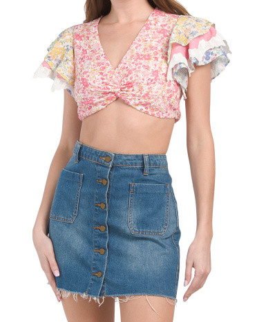 Kielle Ruffle Crop Top | TJ Maxx