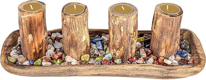 Salubri Gems Tea Lights Candle Holder | 100% Handmade Rustic Centerpieces for Tables | Farmhouse ... | Amazon (US)