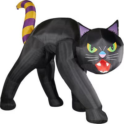 Haunted Hill Farm 20-ft Yard stake Lighted Cat Inflatable | Lowe's