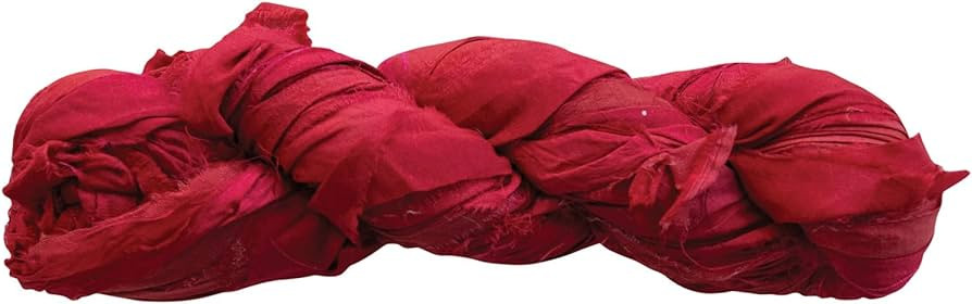 Creative Co-Op 75-Yard Torn Silk Ribbon, Berry Red | Amazon (US)