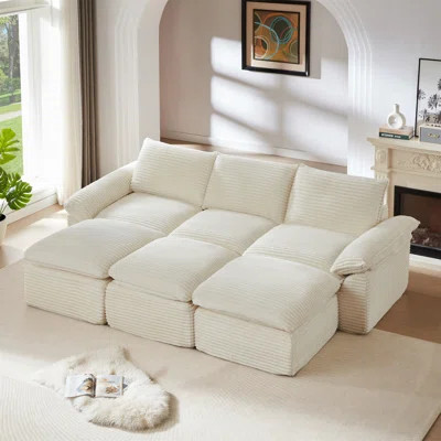 Modern Corduroy Cloud Sofa, Can Be Freely Combined And Has A Comfortable Sitting Experience, Suitable For Modern Living Room Furniture In Homes, Apart | Wayfair North America