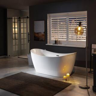 WOODBRIDGE Bayfield 67 in. Acrylic FlatBottom Double Slipper Bathtub with Matte Black Overflow an... | The Home Depot