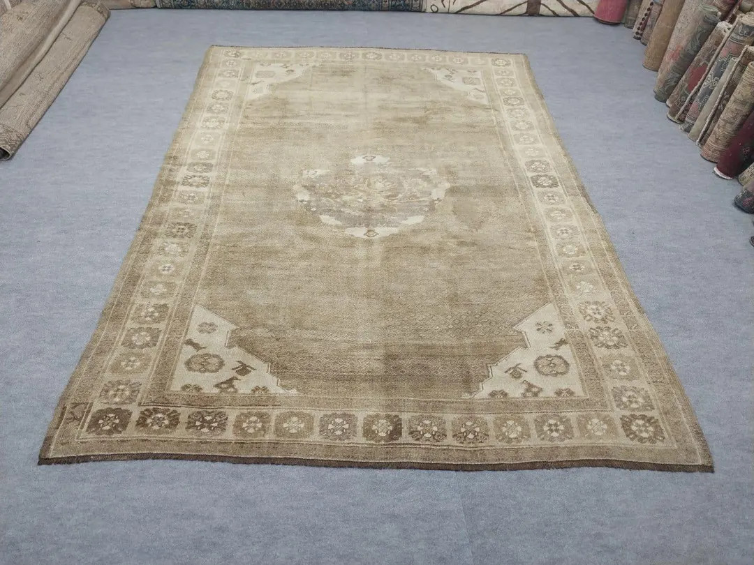 Vintage Turkish Oushak Rug 7 x10: Handwoven Wool Anatolian Carpet, | Etsy (US)