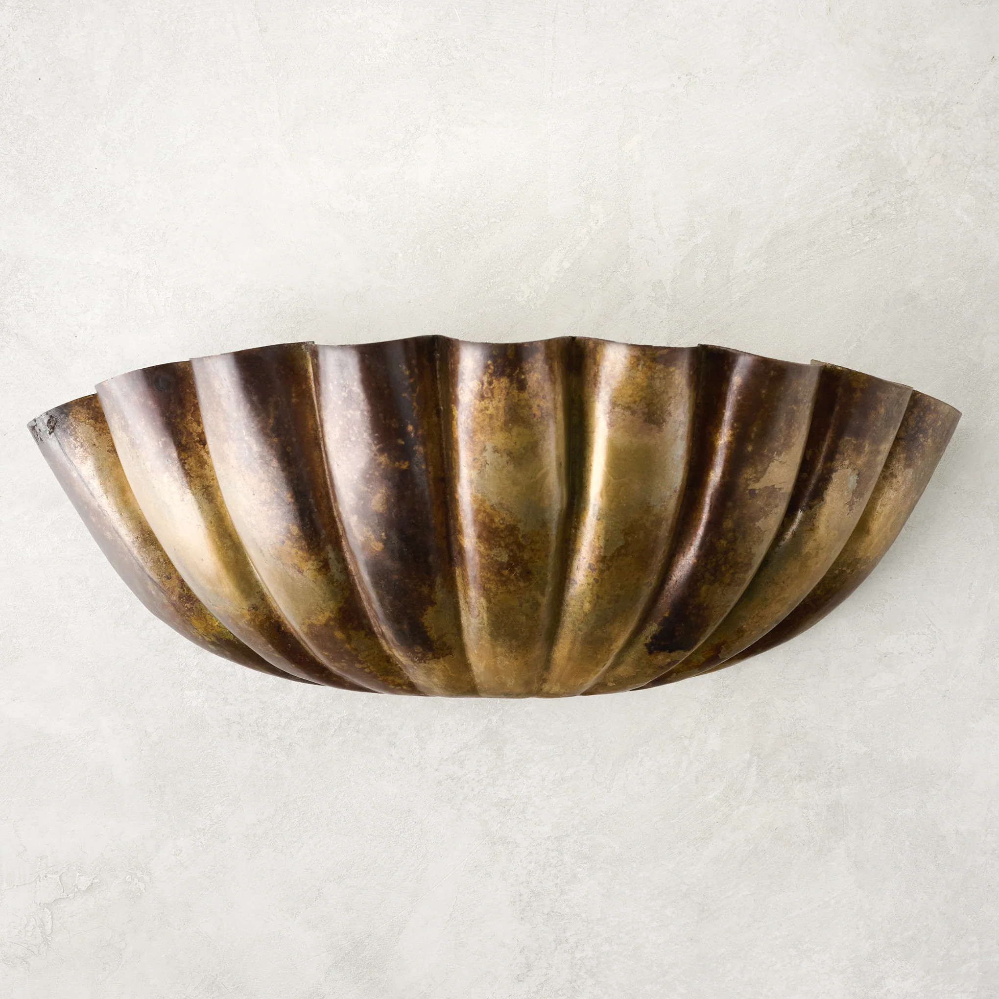 Aged Brass Fluted Wall Planter | Magnolia