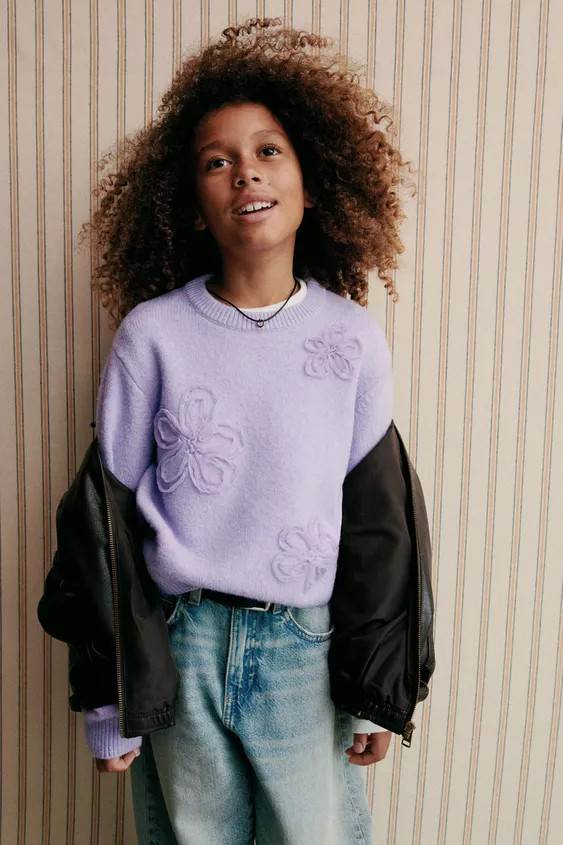 TULLE FLORAL KNIT SWEATER | Zara US