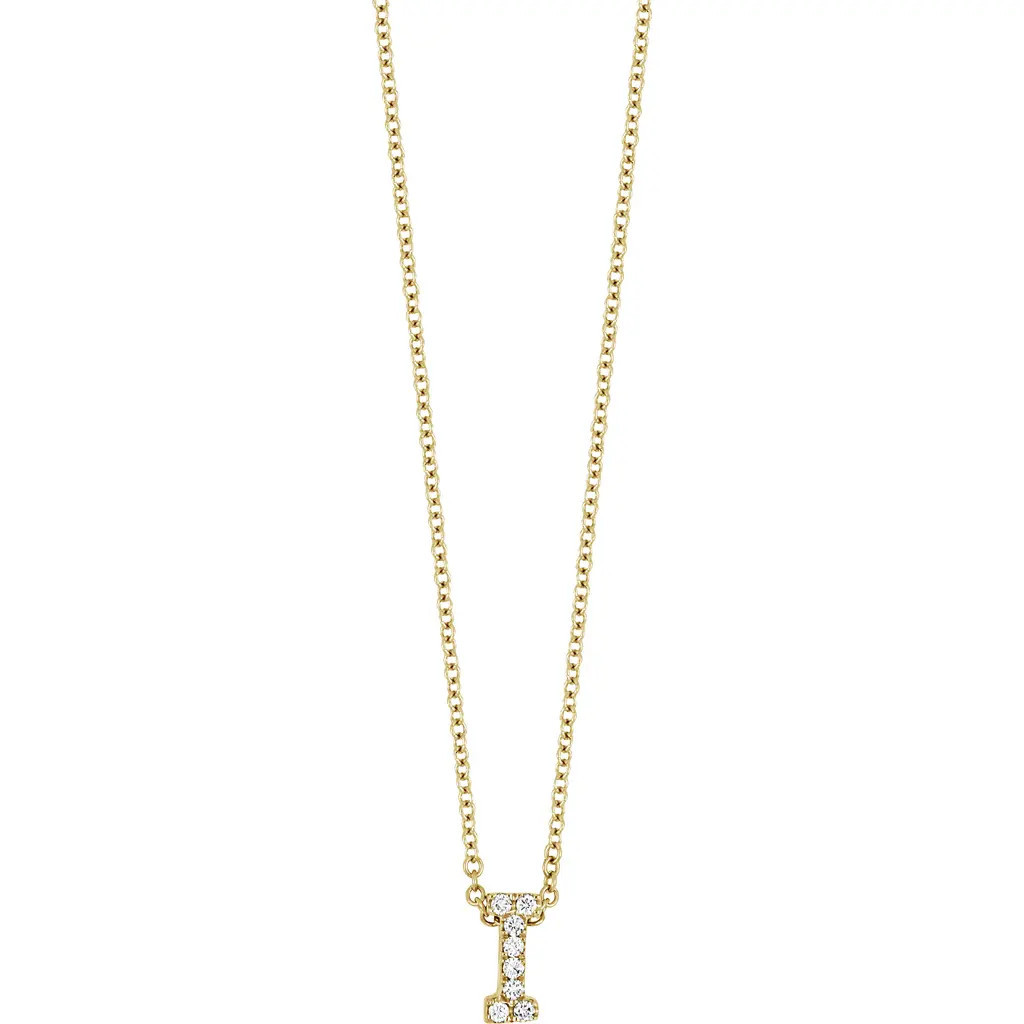 Bony Levy 18k Gold Pavé Diamond Initial Pendant Necklace in 18K Yellow Gold - I at Nordstrom, Size 18 In | Nordstrom