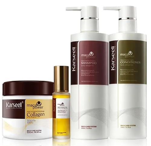Karseell Hair Repair Set with Shampoo, Conditioner, and Maca Collagen Mask Plus Argan Oil for Dry Damaged Hair (52.39 fl oz), Multipack | Amazon (US)