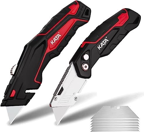 KATA 2-Pack Utility Knife, Heavy Duty Retractable and Folding Box Cutter for Cartons, Cardboard a... | Amazon (US)