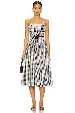 For Love & Lemons Georgia Gingham Midi Dress in Black from Revolve.com | Revolve Clothing (Global)