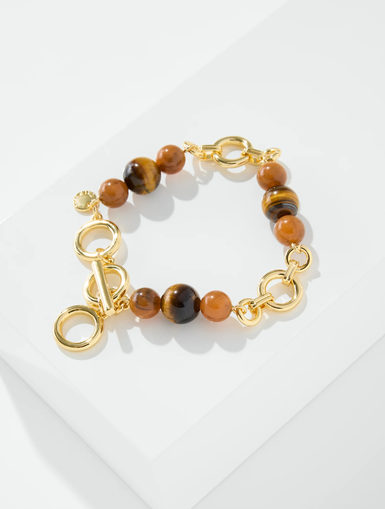 Odette Tiger's Eye Toggle Bracelet - Tigers / Gold - 001 Talbots | Talbots