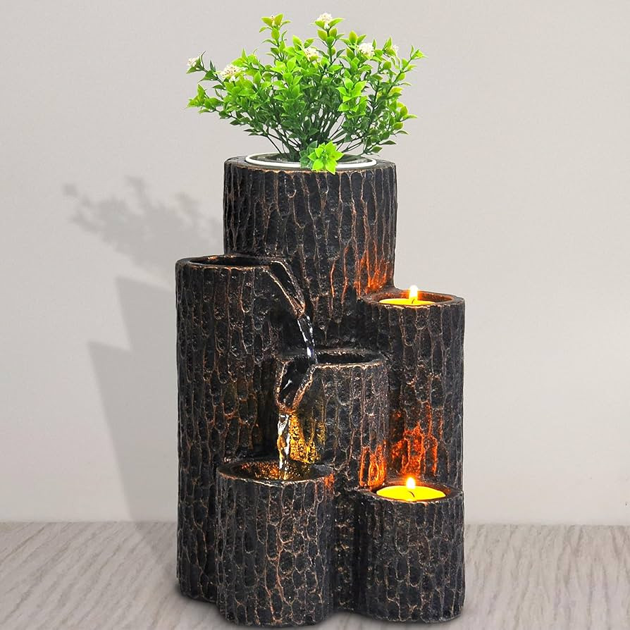 Indoor Water Fountain 3 Tier Column Tabletop Fountain Relaxation Min Waterfall for Room Decoratio... | Amazon (US)