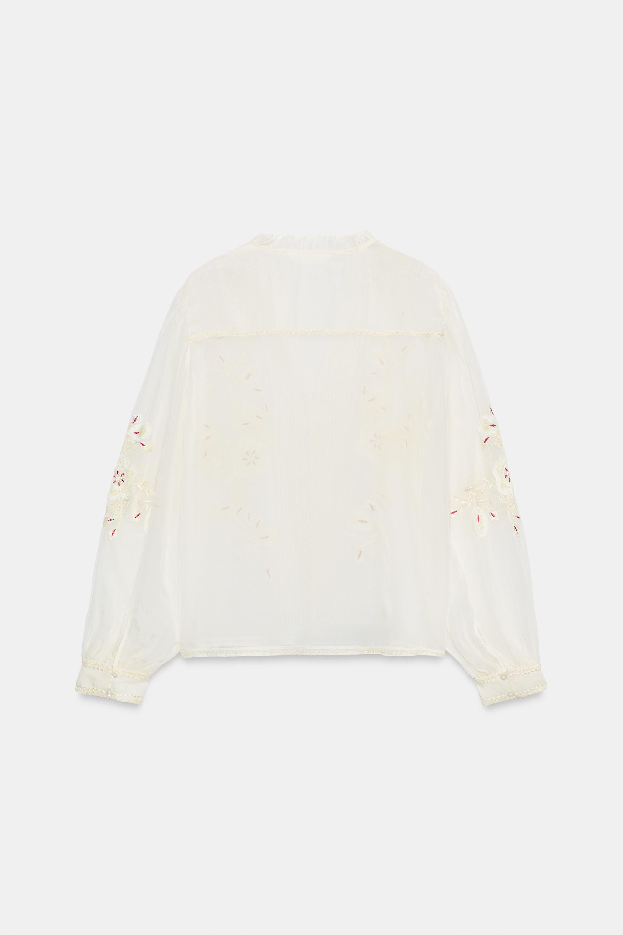 ZW COLLECTION EMBROIDERED ORGANZA SHIRT | Zara US