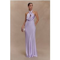 Phyllis Satin Halter Maxi Dress / Lilac | MESHKI | M | MESHKI US
