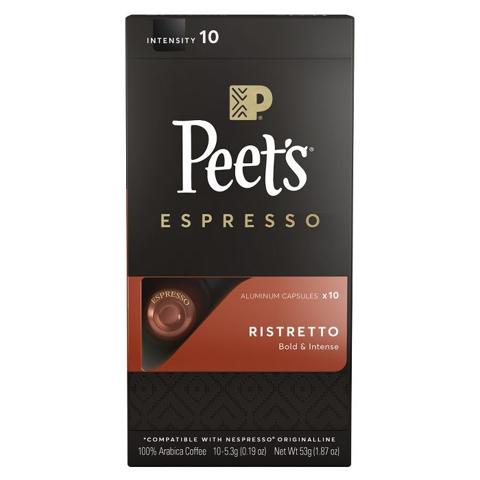 Peet's Espresso Ristretto Dark Roast Aluminum Capsules - 10ct/1.87oz | Target