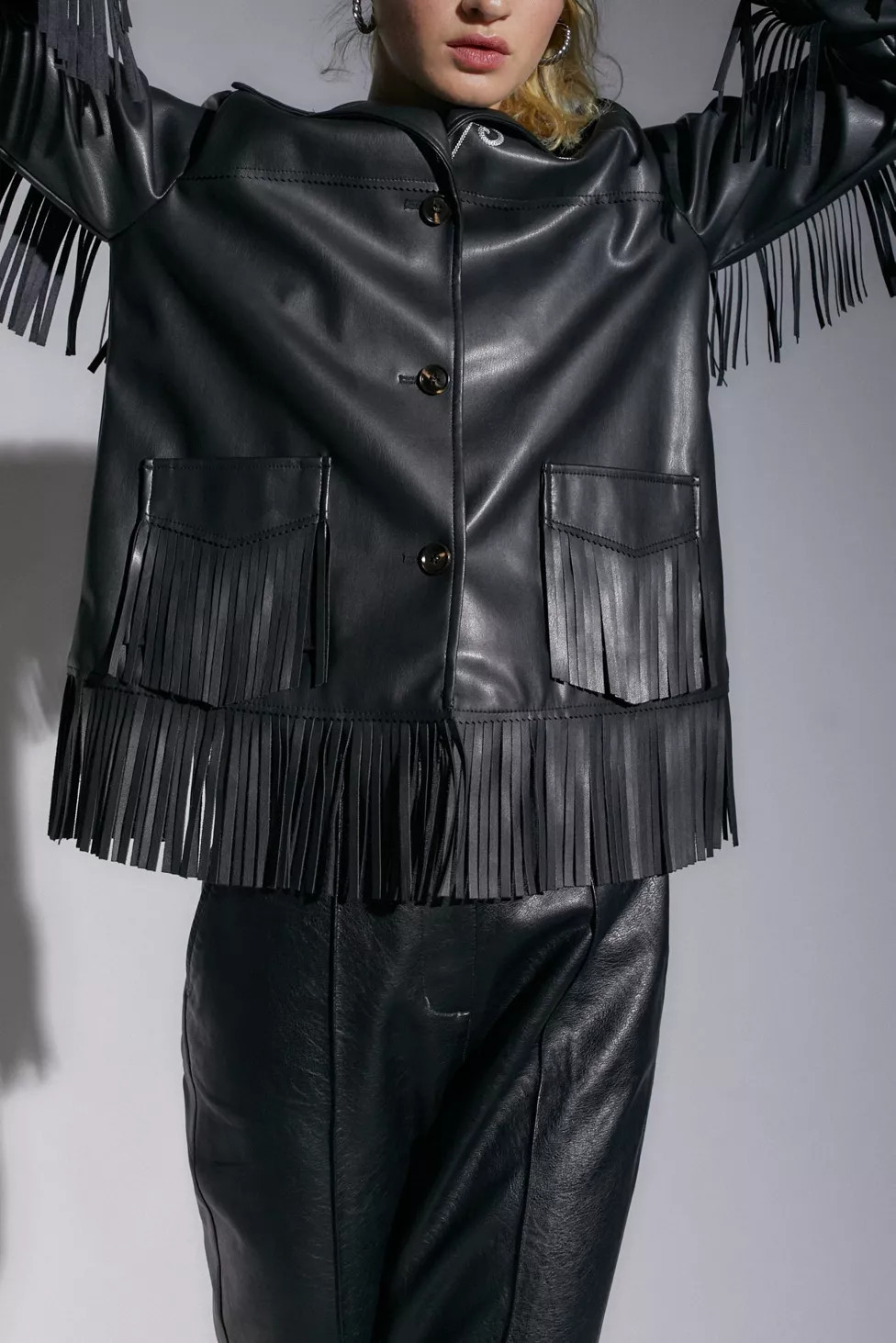 Arden Vegan Leather Fringe Jacket | Urban Outfitters (US and RoW)