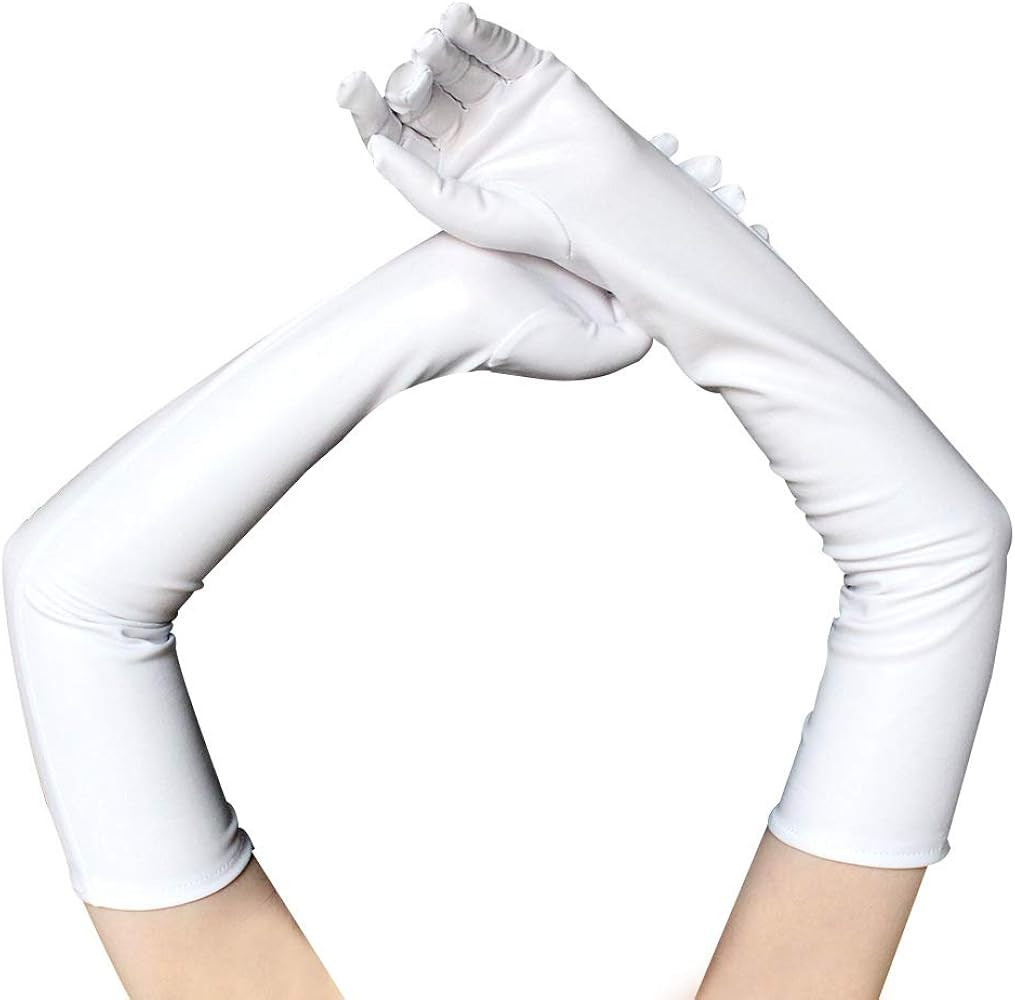 QTECLOR 21‘’Women Long Gloves Stretchy Elbow Leather Glove for Evening Party Opera Costume | Amazon (US)