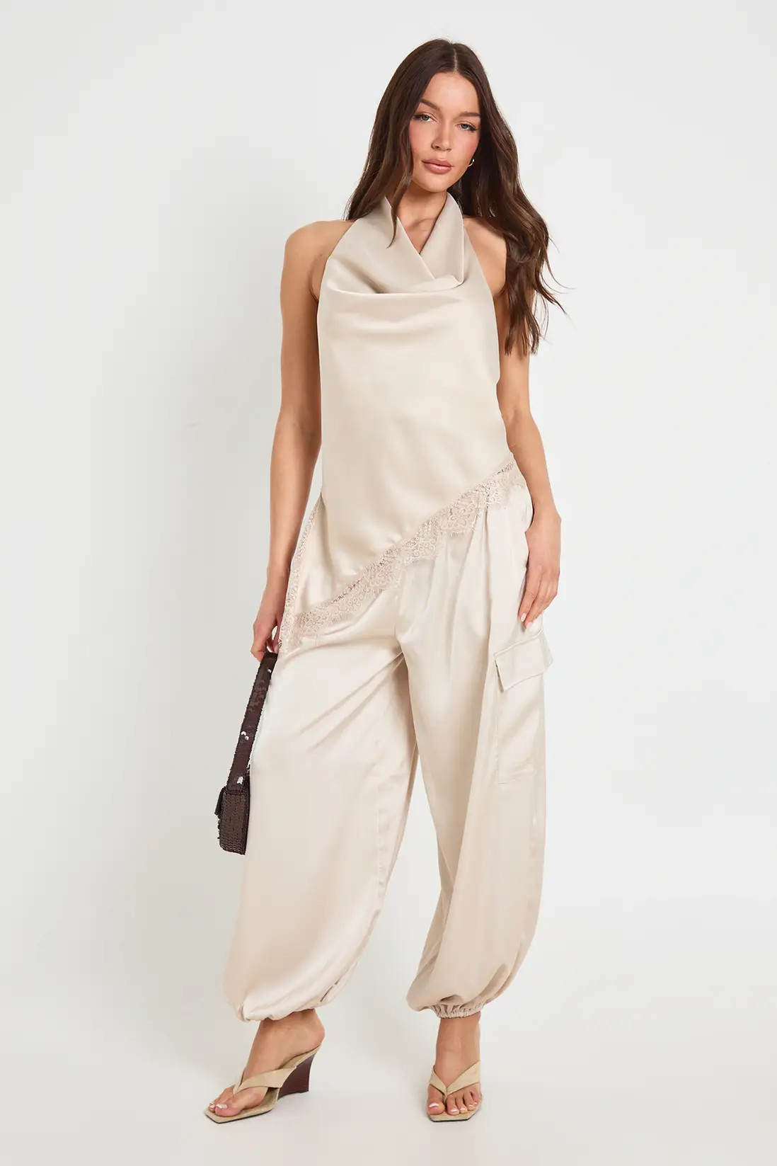 Oyster Lace Hem Cowl Top | Boohoo | Boohoo.com (UK & IE)