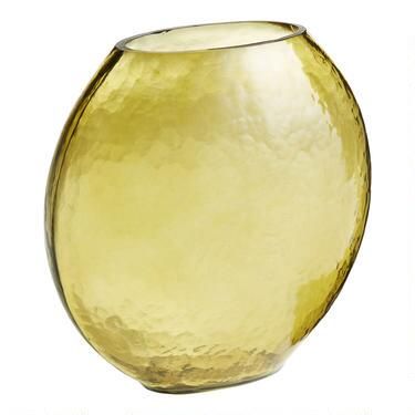 Olive Green Hammered Blown Glass Vase | World Market