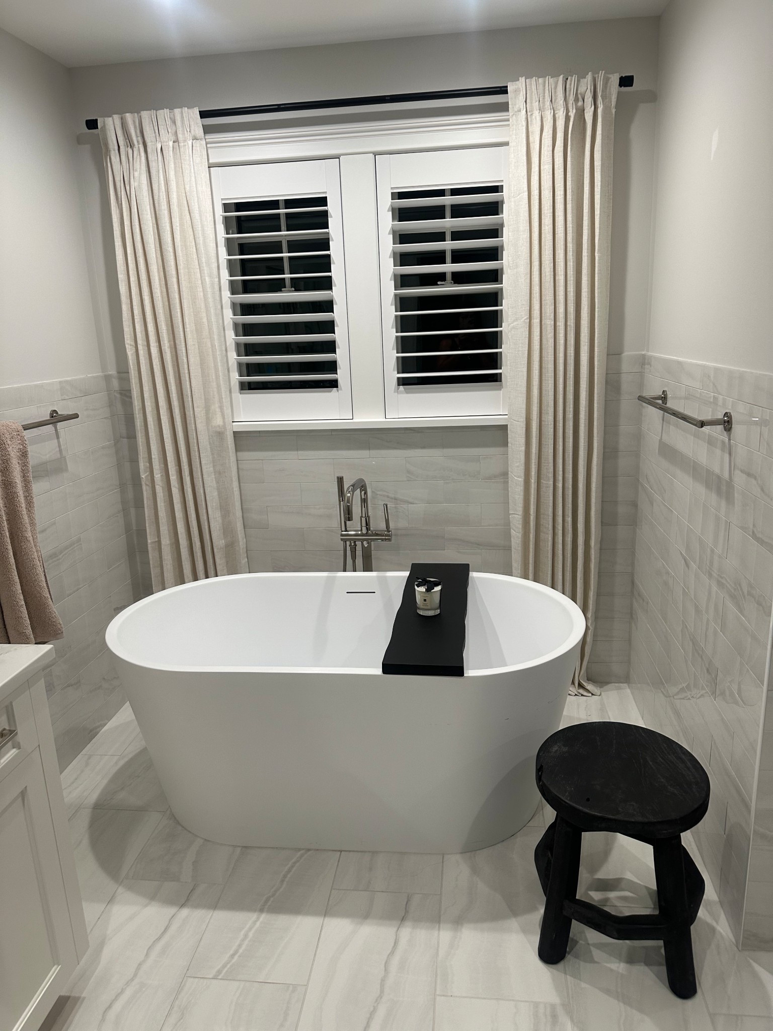 $75 bathroom makeover with these drapes and curtain rod from Amazon. SHOCKED at how good the quality is 

#LTKFindsUnder100 #LTKStyleTip #LTKHome