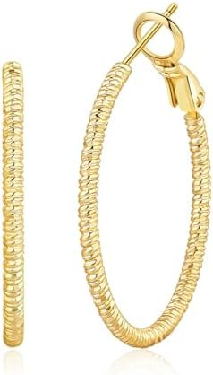 OOOPEL Gold Hoops Earrings for Women, 14k Real Gold Plated Big Earring Hoops Lightweight Earrings... | Amazon (US)