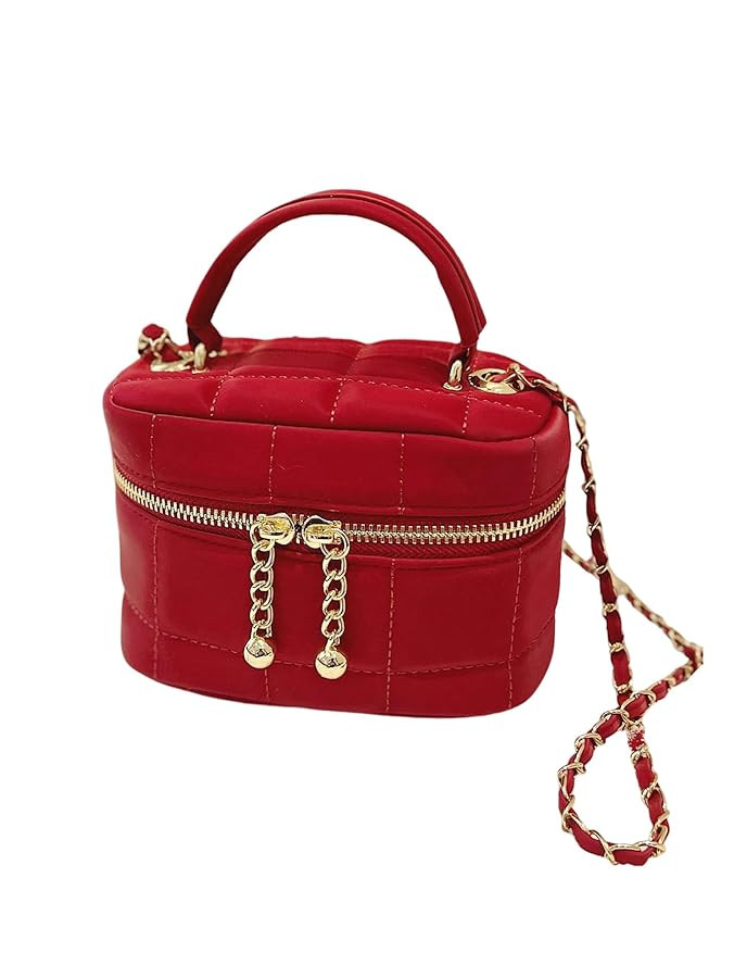 Floerns Women's Square Mini Bucket Quilted Crossbody Hobo Bag Satchel Purse with Chain Strap | Amazon (US)