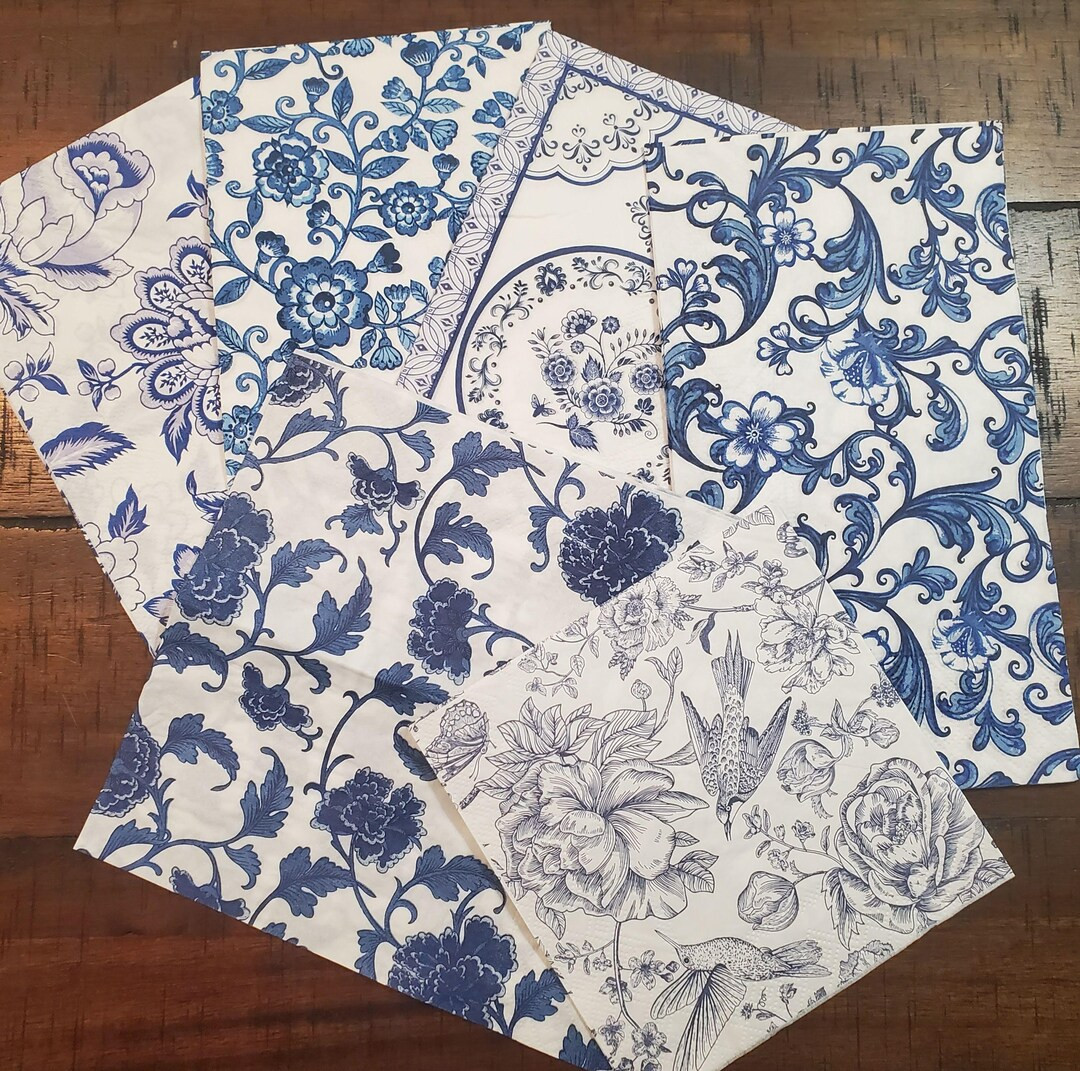 Blue & White Decoupage Napkin Bundle chinoiserie, Collage Napkins, Crafting, Ephemera, Mixed Medi... | Etsy (US)