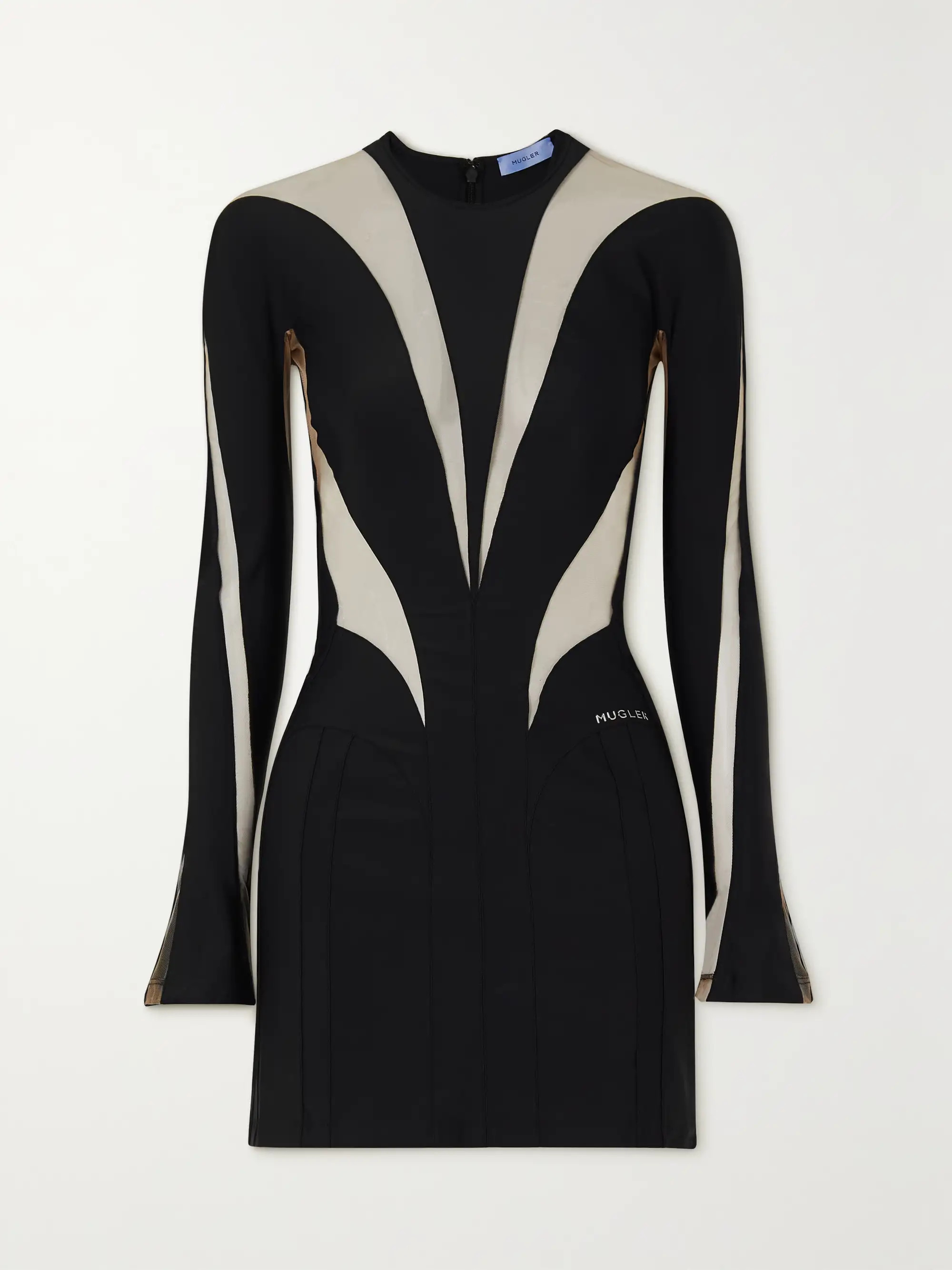 Illusion tulle-paneled stretch-jersey mini dress | NET-A-PORTER (UK & EU)