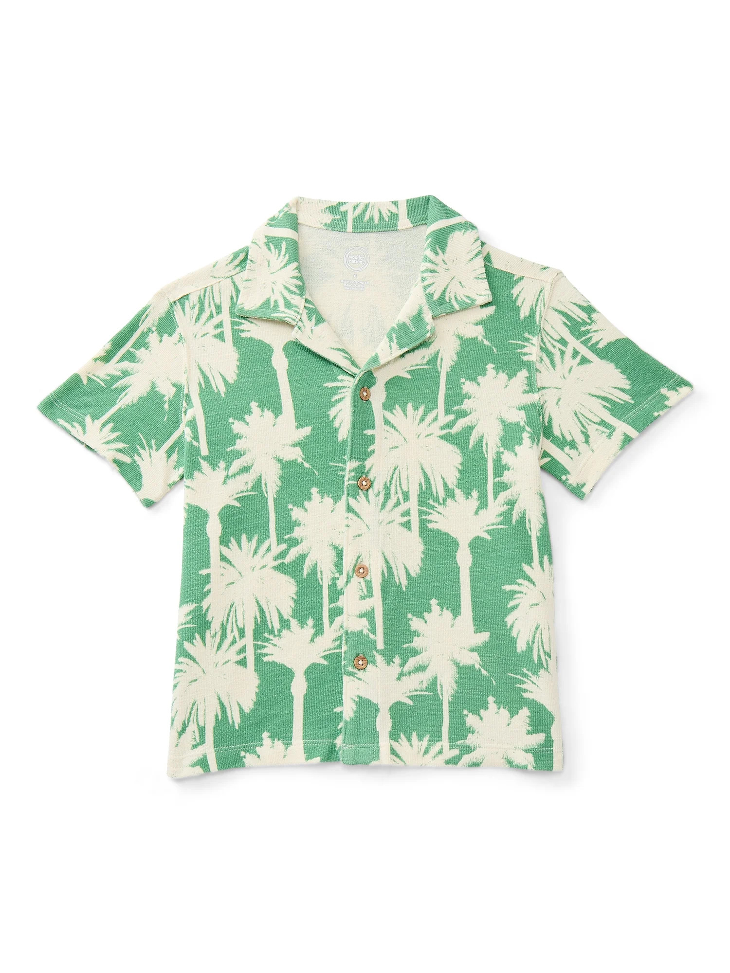 Wonder Nation Little Boys Knit Button Down Shirt with Short Sleeves, Sizes 4-10 | Walmart (US)