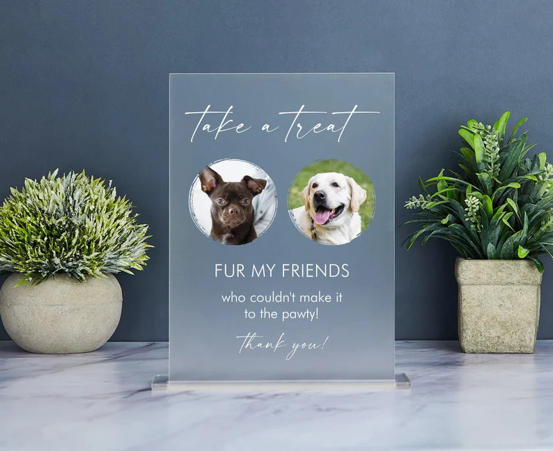 Dog Treat Wedding Favors Sign, Pet Treat Favor Sign, Acrylic Biscuit Bar Sign, Minimalist Wedding... | Etsy (US)