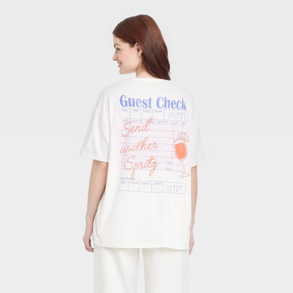 Women's "Send Another Spritz" Short Sleeve Graphic Oversized T-Shirt - White | Target