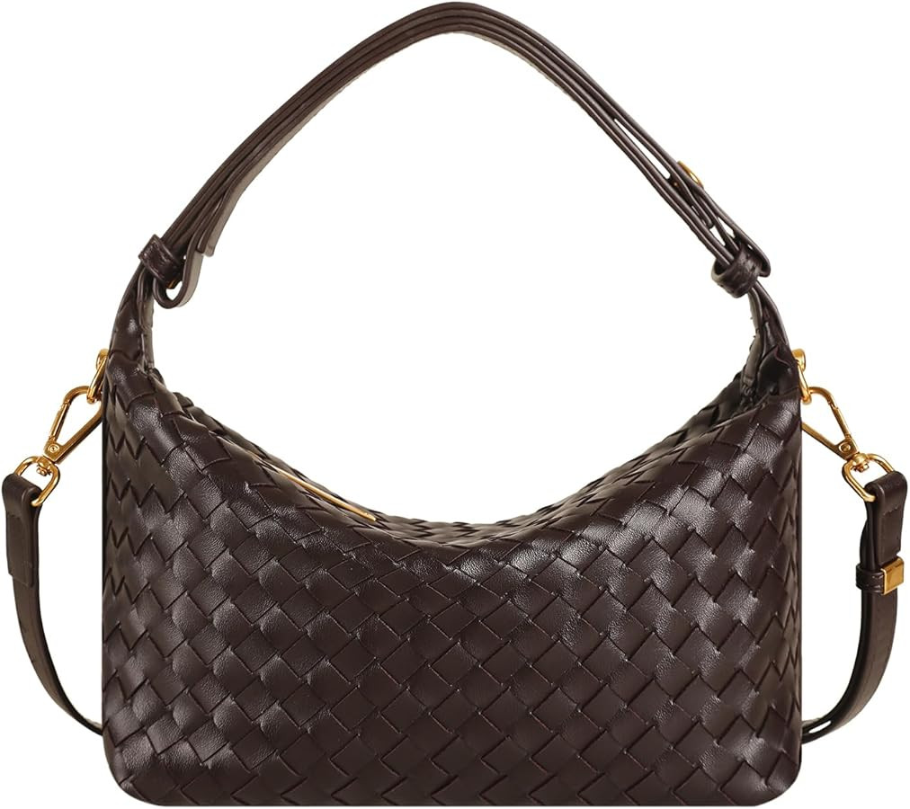 Vegan Leather Woven Tote Bag, Leather Braided Purse Clutch Purse, Woven Top-Handle Shoulder Handb... | Amazon (US)