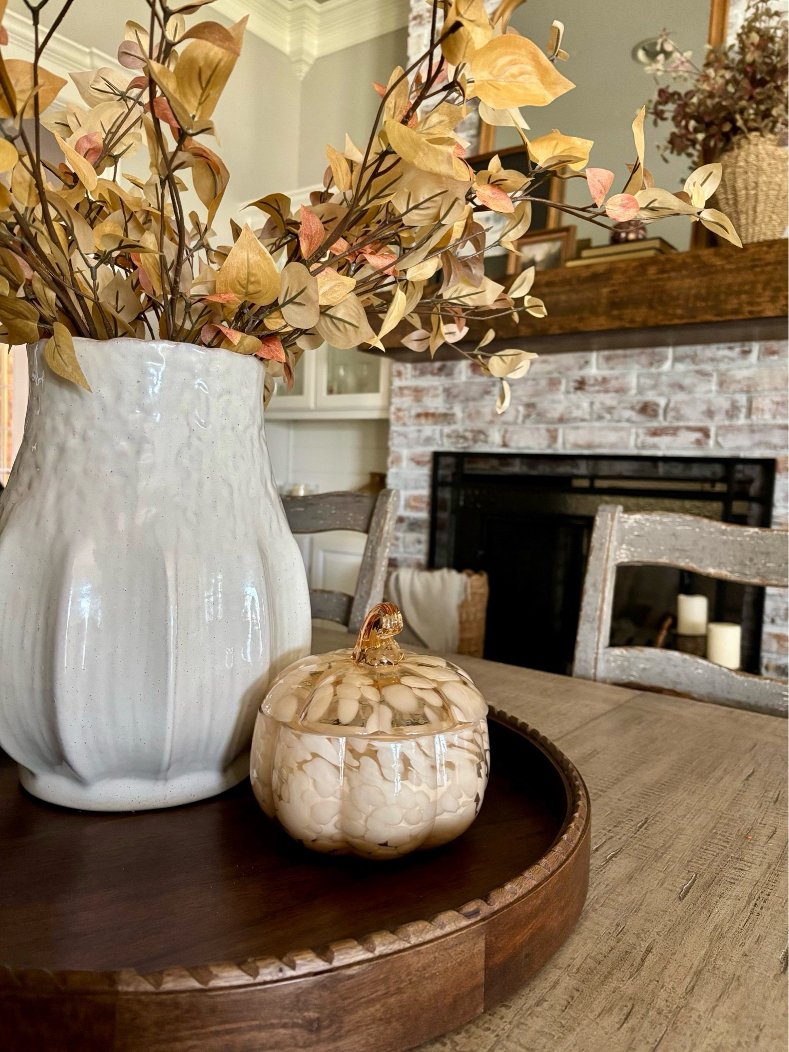 The prettiest tortoise pumpkin candle from Walmart!  Love how elevated it looks and it smells so good!
