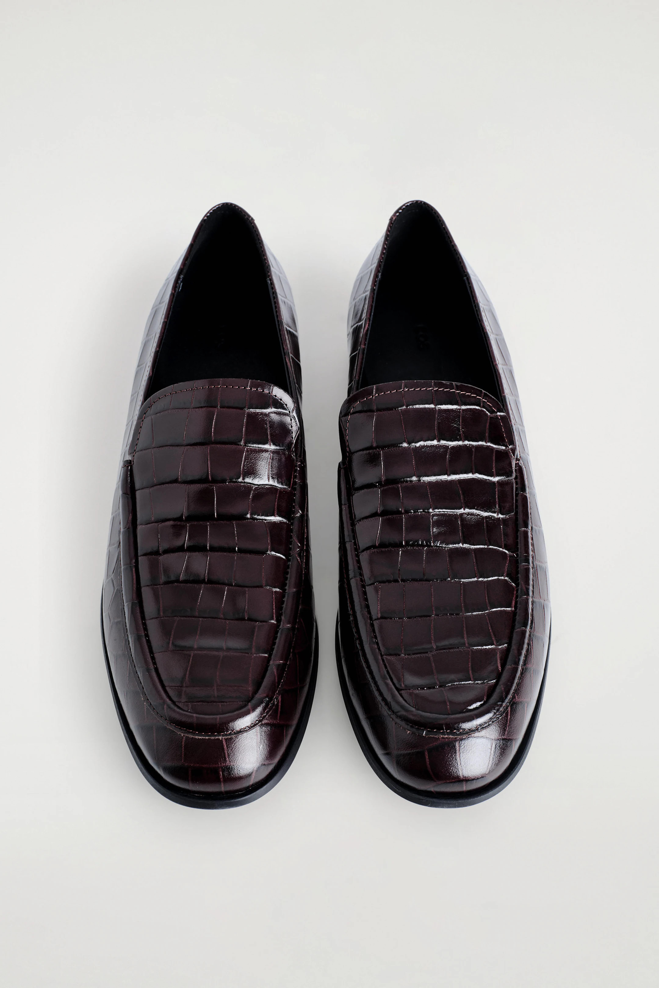 CROC-EFFECT LEATHER LOAFERS - DARK BROWN | COS US | COS (US)