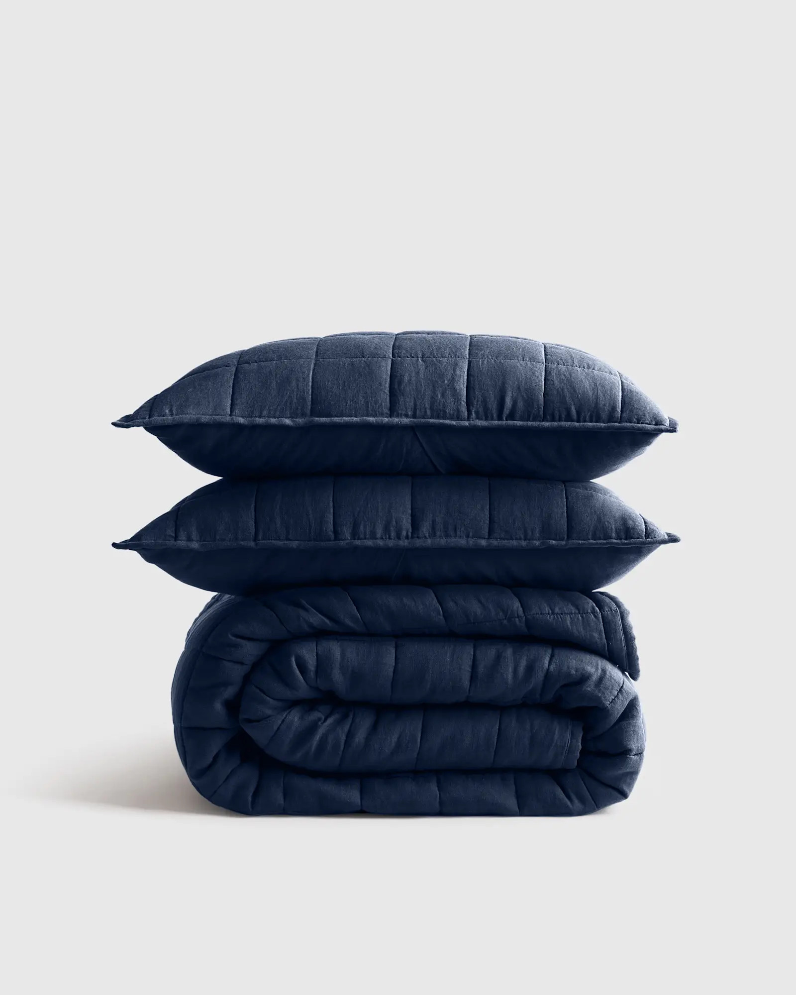 European Linen Box Quilt Set in Navy | Quince
