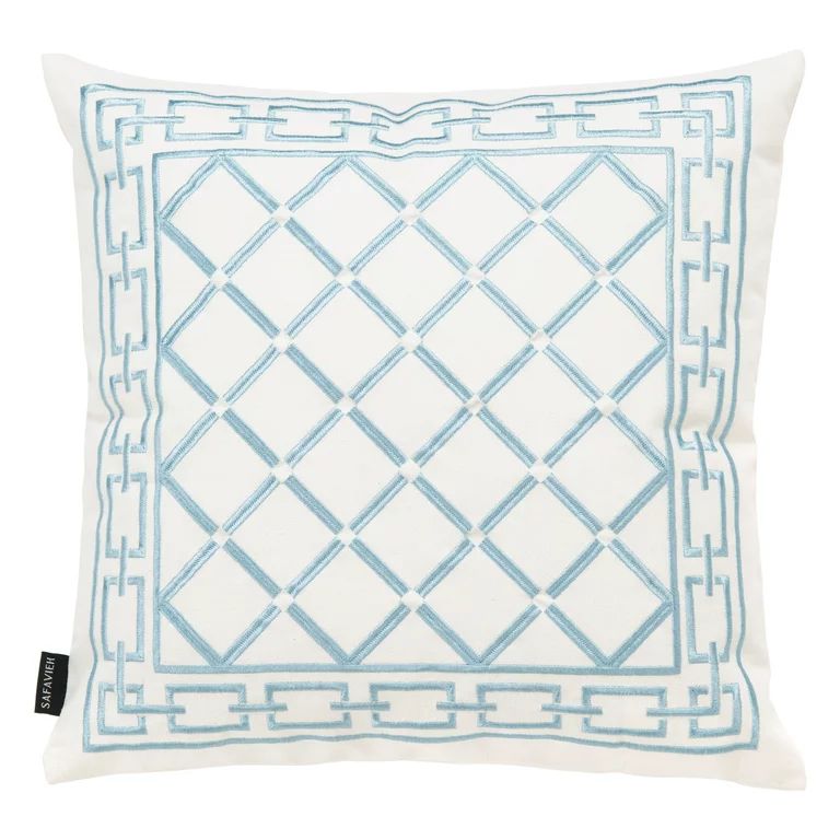 Safavieh Bentra Geometric Decorative Pillow, 18" x 18", Blue/White | Walmart (US)