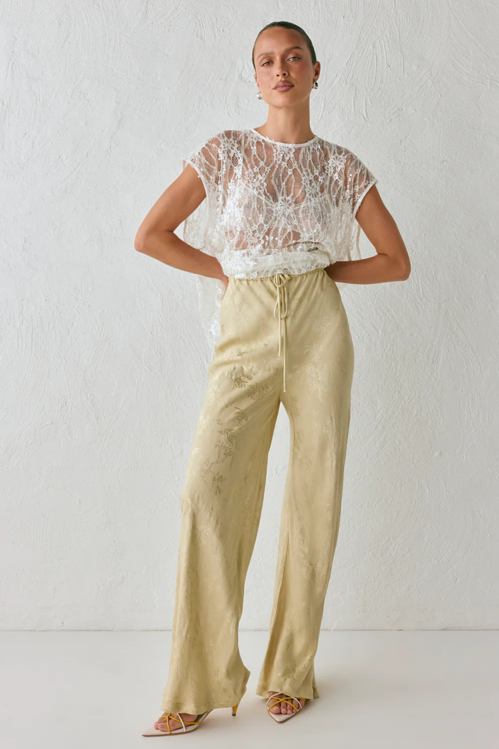 Josefin Jacquard Pants Pistachio | VRG Grl