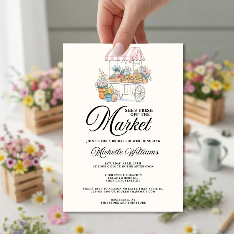 Fresh off the Market Bridal Shower Invitation, Bridal Shower Template Invite, Farmers Market Brid... | Etsy (US)