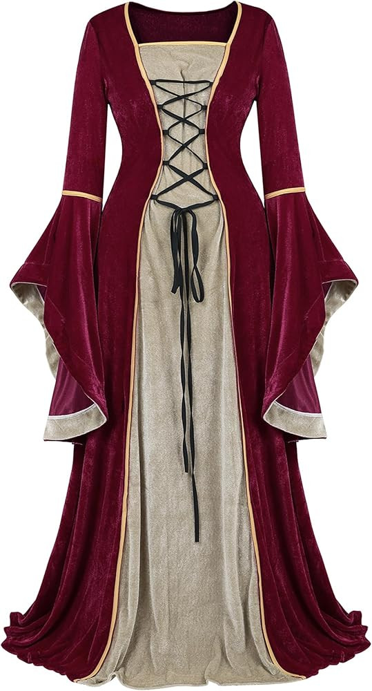 Zhitunemi Women's Renaissance Costume Faire Medieval Irish Under Dress Cosplay Retro Gown | Amazon (US)