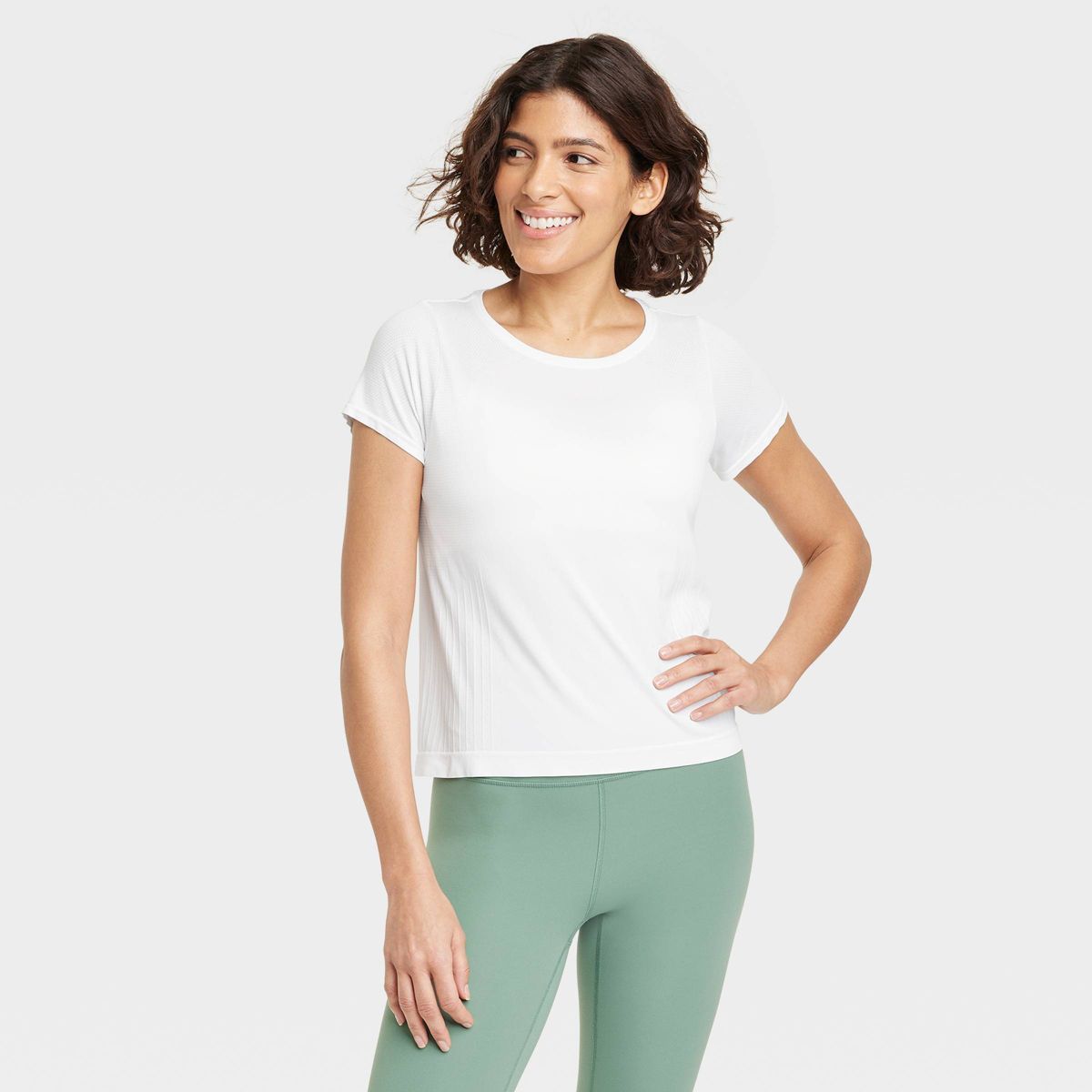 Women's Seamless Short Sleeve Shirt - All In Motion™ White M | Target