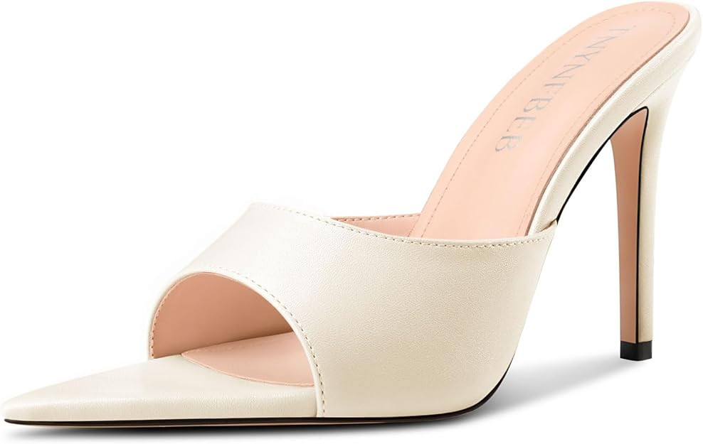 TNYNFBEB Womens Girl Stiletto High Heel Peep Open Pointed Toe Mules Shoes Sandals Slingback Weddi... | Amazon (US)