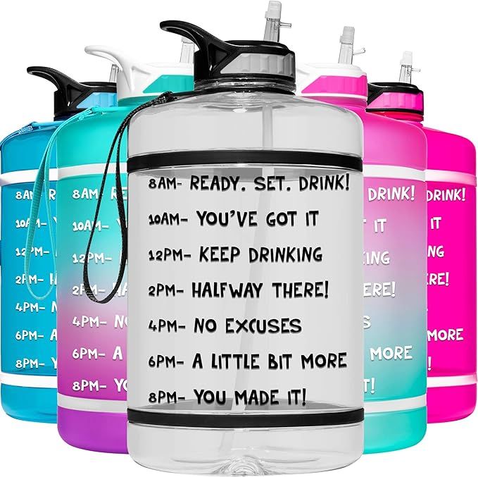 HydroMATE Gallon Motivational Water Bottle with Time Marker with Straw and Handle Large Reusable ... | Amazon (US)