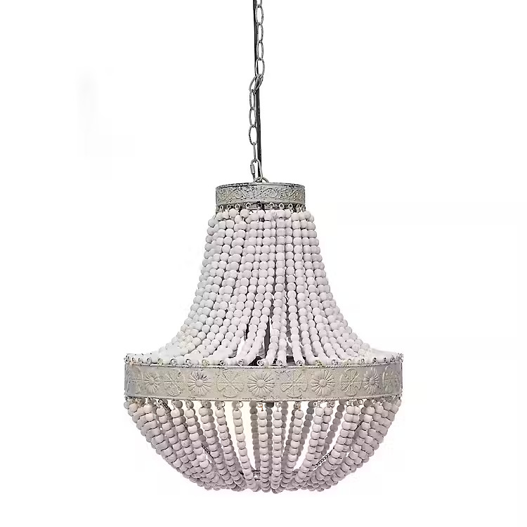 Distressed White Sadie Beaded Chandelier | Kirkland's Home