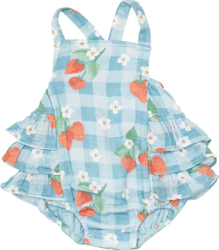 Organic Cotton Muslin Strawberry Sunsuit | Nordstrom