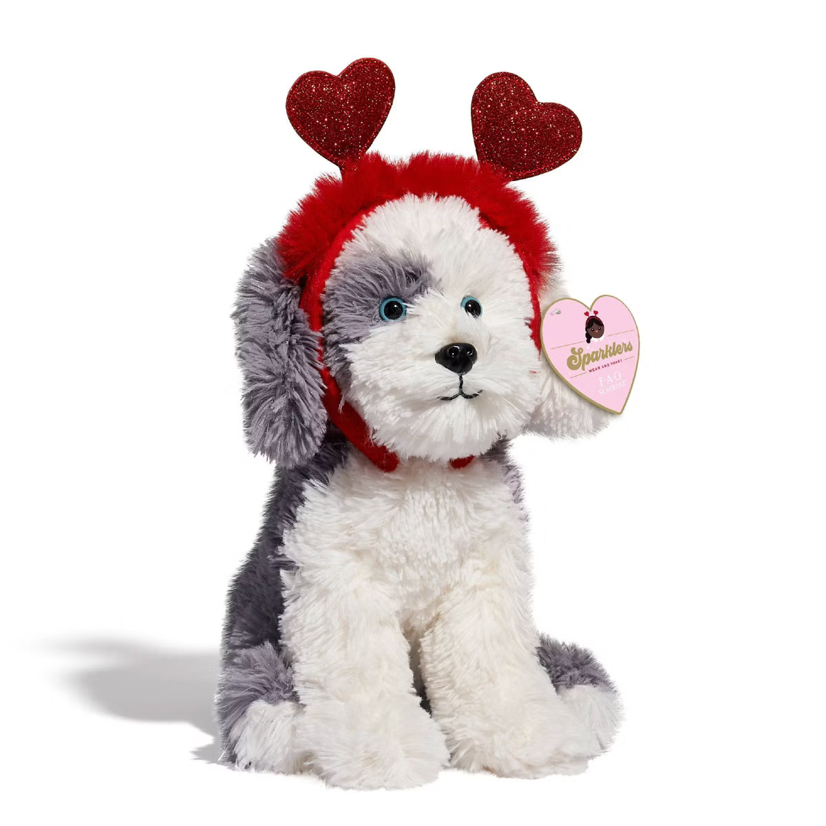 FAO Schwarz 12" Sparklers Sheep Dog with Removable Red Heart Boppers Toy Plush | Target