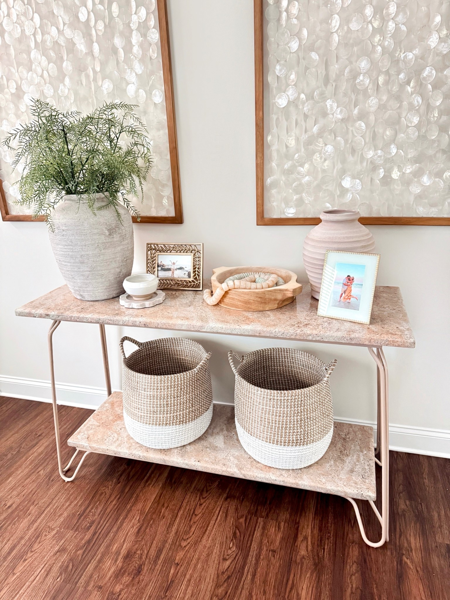 🔆If you’ve been following me for any amount of time you know I LOVE a FB marketplace find that I can fix up to fit within our coastal neutral aesthetic! 🫶🏻 This double marble console table was a recent $60 find that would cost thousands if bought from a traditional store! 💁🏼‍♀️ The only change I made was painting the legs to match other projects we’ve done to be cohesive throughout the house! 🏡 My favorite neutral tan is “Sands of Time” by Sherman Williams! Linking similar decor for you via the 🔗 in my bio! 🩵

Home decor, console table, decor, styling

#LTKHome #LTKFindsUnder100 #LTKdayinmylife