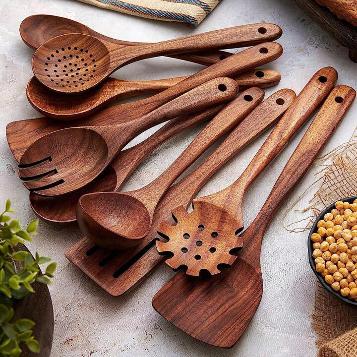 10pcs Wooden Spoons, Sturdy Wooden Kitchen Utensils With A Box, Lightweight And Heat Resistant, K... | SHEIN